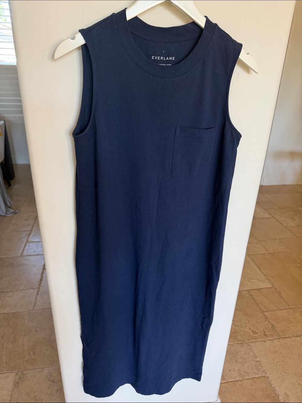 Everlane Navy Sleeveless Maxi Dress with Pocket